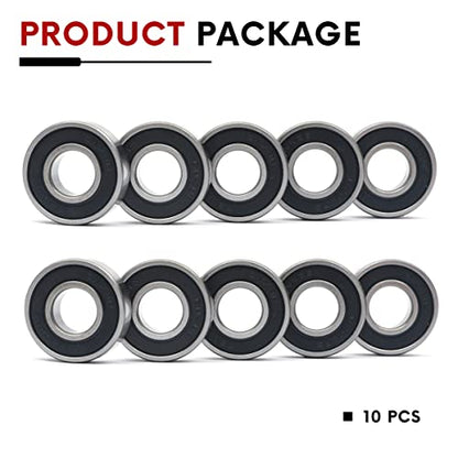 10 PCS 6202-2RS Double Rubber Sealed Bearings 15x35x11mm, Deep Groove Ball Bearings 15x35x11mm, Deep Groove Ball Bearing ABCE-3 Pre-Lubricated, Chromium Bearing Steel (6202-2RS, 10) - size: 6202-2RS