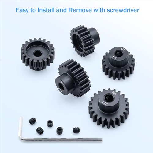 Surpass Hobby Mod 1 Pinion Gear 5mm 18T 19T 20T 21T 22T Motor Gears for 1/10 1/8 RC Car Parts - size: 18T 19T 20T 21T 22T