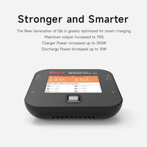 ISDT Q6 Retro Lipo Battery Charger Discharger DC 350W 16A Smart RC Battery Charger for 2~6S Lithium LiHv LiIon Life NiMH Ni-Cd/Pb Lipo Battery Balance Charger, with LCD Display