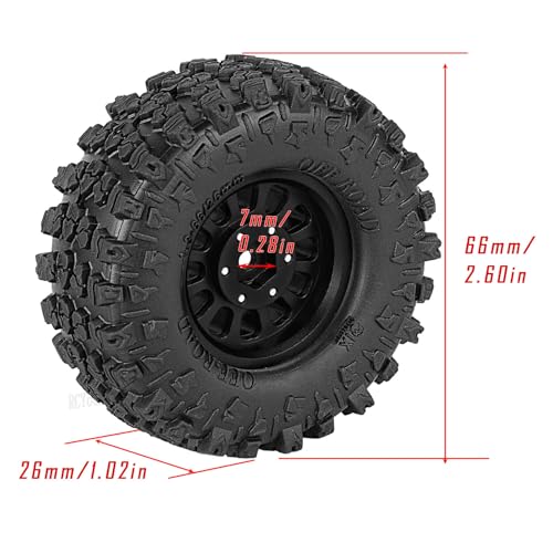Rc 1.3 Beadlock Wheel Tires/Wheel Rims for 1/24 1/18 SCX24 TRX4M RC Crawler Car,Aluminum 1.3 Beadlock Wheels and Tires,Rc Tires with Foam Inserts,Black(4PCS) - color: Black - (Rc Wheels Tires)
