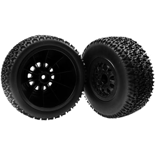 4PCS 1/10 Short Course Truck Tires & Wheels Plastic Rims OD109mm Compatible with Traxxas Slash 2WD/4WD Losi Tenacity HPI Redcat Blackout Tamiya Kyosho 1/10 RC Short Course Truck,10-Holes