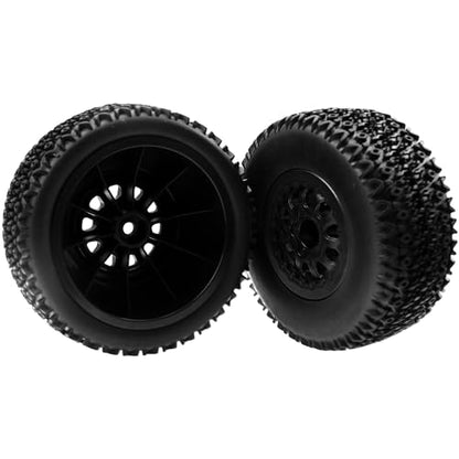 4PCS 1/10 Short Course Truck Tires & Wheels Plastic Rims OD109mm Compatible with Traxxas Slash 2WD/4WD Losi Tenacity HPI Redcat Blackout Tamiya Kyosho 1/10 RC Short Course Truck,10-Holes