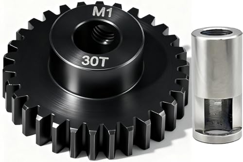 30T M1 8mm Steel Pinion Gear with 8mm to 5mm Adapter Shaft for Traxxas 1/5 X-MAXX 1/10 RC Car Buggy Truck, Available in 14T to 30T Mod 1 Motor Gear for Enhanced Performance and Durability - size: 30T