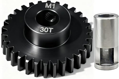 30T M1 8mm Steel Pinion Gear with 8mm to 5mm Adapter Shaft for Traxxas 1/5 X-MAXX 1/10 RC Car Buggy Truck, Available in 14T to 30T Mod 1 Motor Gear for Enhanced Performance and Durability - size: 30T