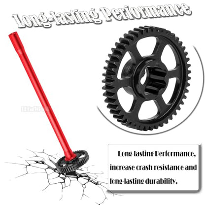 Steel 47T 0.8Mod Main Gear & Center Drive Shaft Axles Upgrades Part for 1/16 Mini Maxx 4WD RTR Brushless Monster Truck (107154-1),RC Spur Gear 47 Tooth and Center DriveShaft CVD,Red - color: Red - (47t Gear & Center Drive Shaft)