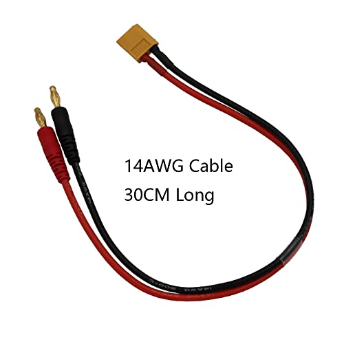 2pcs XT60 Male Connector to 4mm Bullet Connector Banana Plug RC Battery Charging Cable Adapter with 11.8inch 14AWG Silicone Wire for RC Helicopter Quadcopter Lipo Battery DJI Phantom - size: XT60 Charge Cable