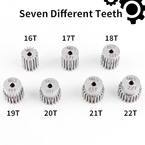 GLOBACT Chrome Steel 0.5M 16-22T Pinion Gear & Motor Mount for ARRMA Grom | Heavy Duty Axles, Replace #6852, 1/10 RC Truck Drive Shafts Upgrade Parts