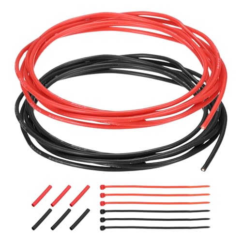 MECCANIXITY 20 Gauge Silicone Electrical Wire Cables, 20 AWG 5ft Black and 5ft Red Electrical Wires High Temp 600V 200C Flexible Stranded Tinned Copper Wires Automotive Cable with Accessories - size: 20 Gauge 2m/5ft