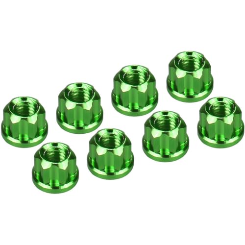 Hot Racing SXTY23N05 Green Aluminum M2 Flanged Wheel Nuts SCX30 Upgrade RC Crawler Scale Look Anodized 8-Pack