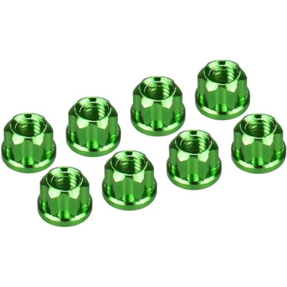 Hot Racing SXTY23N05 Green Aluminum M2 Flanged Wheel Nuts SCX30 Upgrade RC Crawler Scale Look Anodized 8-Pack