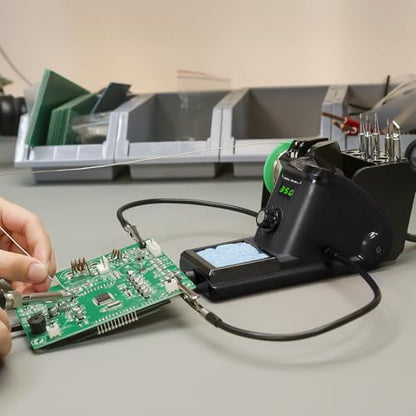 YIHUA 926 III 60W Digital Display Soldering Iron Station Kit w 2 Helping Hands, 6 Extra Iron Tips, Lead-Free Solder, Solder Sucker, S/S Tweezers, °C/ºF Conversion, Auto Sleep & Calibration Support - color: Black