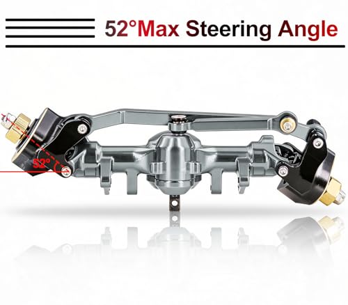 OGRC +4mm Axles with Double Joint Shaft & Brass Steering Knuckle for SCX24 | Aluminum Axle Housing, Brass Steering Knuckles, Stock 2/16T Gears, for Axial SCX24 AX24 1/24 RC Crawler, Titanium - color: Titanium
