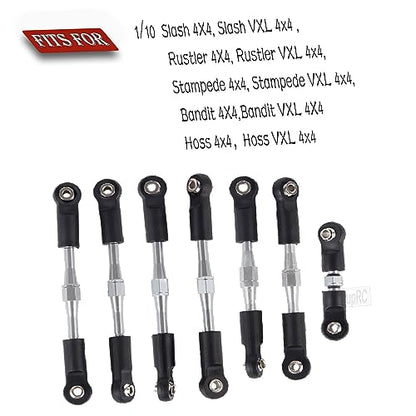 Adjustable Turnbuckles Upgrades Part for 1/10 Slash/Rustler/Stampede/Bandit VXL 4WD, Adjustable Turnbuckles Camber Links Toe Link,7PCS Silver - color: Silver/7pcs
