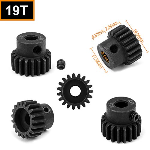 Hobbypark Metal Steel 32 Pitch Pinion Gear Set 5mm Shaft Hole 17T 18T 19T 20T 21T Motor Gears Kit for RC Car (5-Pack)