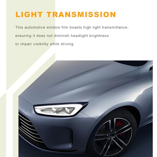 Car Headlight Vinyl Film, 48"×11.8" Self-Adhesive Car Headlight Tint Sticker with Squeegee & Cutter, Waterproof Wrap Film Roll for Vehicle Headlights Taillights Fog Lights (Transparent) - color: Transparent