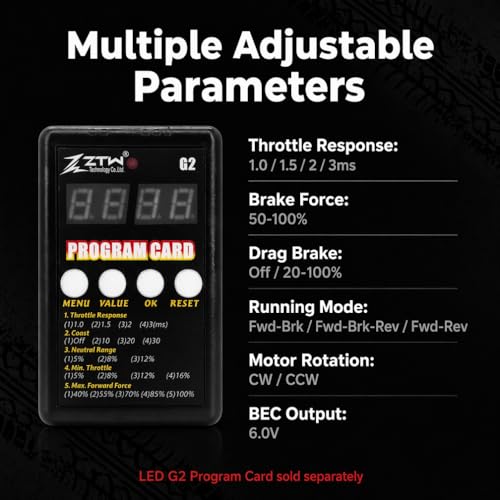 ZTW Beast G2 SL 80A ESC 2-3S Sensorless Brushless Speed Controller 6V/3A SBEC for 1/10 RC Car RTR Truck Buggy Truggy