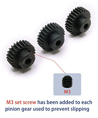 48P Pinion Gear Set 25T 27T 29T with Screwdriver for 1/10 RC Motor | Hardened Metal,High Strength,Wear Resistant 48P Pinion Gear Set for Traxxas Arrma HSP HPI AXIAL Tamiya Losi - size: 25T/27T/29T