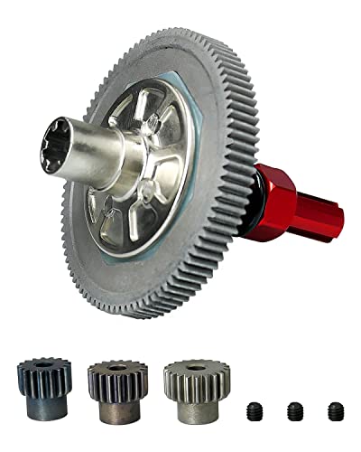 91T Spur Gear Slipper Clutch Set Fit for Arrma Granite Senton Typhon 4X4 | Replace ARA311030, Includes 91T 48DP spur gear and 17T 19T 21T pinion gear set. - color: Red