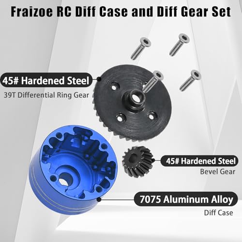 7075 Aluminum Differential Case with 45# Hardened Steel Differential Spur Gear and Bevel Gear, Diff Case and Gear Set Replacement for #54875 Upgraded Parts for 1/10 Tamiya XV02 TT02 TT02B RC Car Blue - color: Red