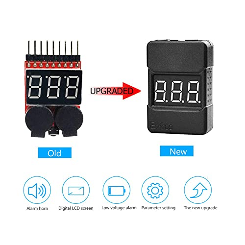 3 Pack BX100 RC 1-8S Low Voltage Buzzer,Sound Alarm Warning Checker,Lipo Battery Tester with LED Indicator for Lipo/Li-ion/LiMn