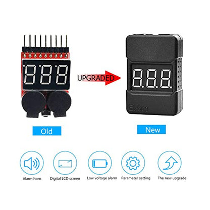 3 Pack BX100 RC 1-8S Low Voltage Buzzer,Sound Alarm Warning Checker,Lipo Battery Tester with LED Indicator for Lipo/Li-ion/LiMn