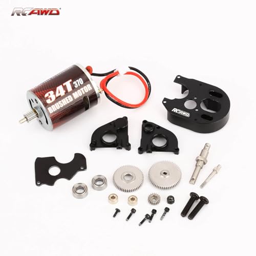 RCAWD 330% More Power 370 Motor SCX24 Transmission Gearbox Set for Axial 1/24 SCX24 AX25 Series Upgrades Part Black - color: black