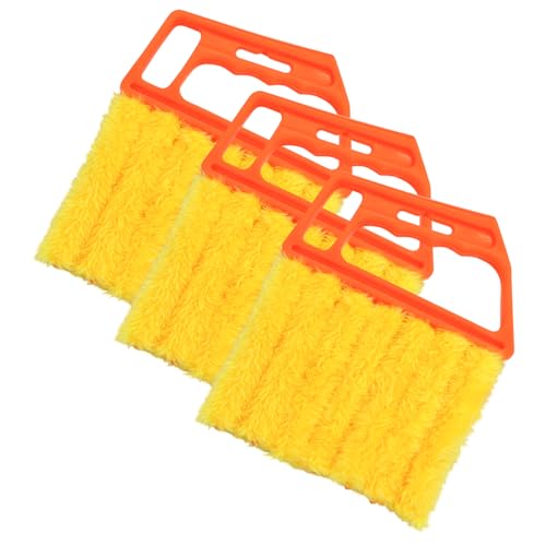 3PCS Car Window Blind Cleaner Duster Tool, 7 Fingers Microfiber Vehicle Handheld Shutter Dusting Cleaning Brush, Removable Auto Air Conditioner Vents Cleaner, Universal Fit (Orange) - color: Orange