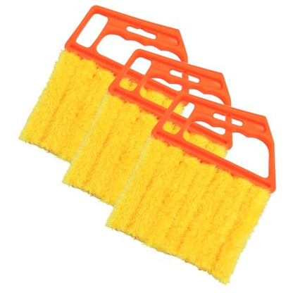 3PCS Car Window Blind Cleaner Duster Tool, 7 Fingers Microfiber Vehicle Handheld Shutter Dusting Cleaning Brush, Removable Auto Air Conditioner Vents Cleaner, Universal Fit (Orange) - color: Orange