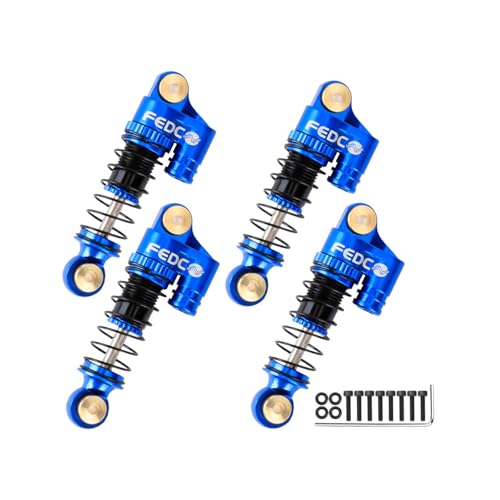 SCX24 Shocks 32MM Oil-Filled Shocks For Axial SCX24 Upgrades | CNC Aluminum Threaded Shock Absorber For 1/24 RC Crawlers - color: Blue