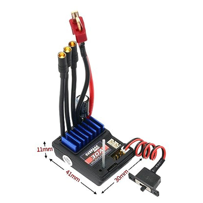2.4G CH2 RC Transmitter and Receiver Waterproof RC Remote and Receiver 30A Esc 2 in 1 Comb Set for RC Car Boat - color: Black-1