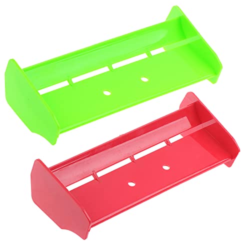 2Pack 1:10 Scale RC Plastic Rear Spoiler Tail Wing for 1/10 Scale RC Racing Car Off-Road Buggy Truck Accessories for HPI KYOSHO HSP 94106 94107 94166 06021 (Green Red) - color: Green Red