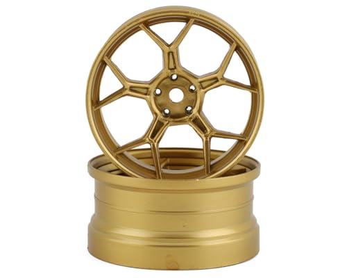 2PCS 1/10 RC Feathery Light Split Spoke Drift Wheels Rims, New Version 8mm Offset, 7gram, Compatible w/Yokomo YD MD RD, MST RMX, Reve D RDX, Redcat RDS, HPI, Tamiya TT (Gold) - color: Gold
