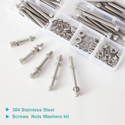 200 PCS M5 x 30mm 35mm 40mm 45mm 50mm, Hex Socket Head Cap Screws Bolts Washers Nuts Assortment Kit, Stainless Steel 304, Metric Allen Drive - size: Socket M5x30/35/40/45/50 mm