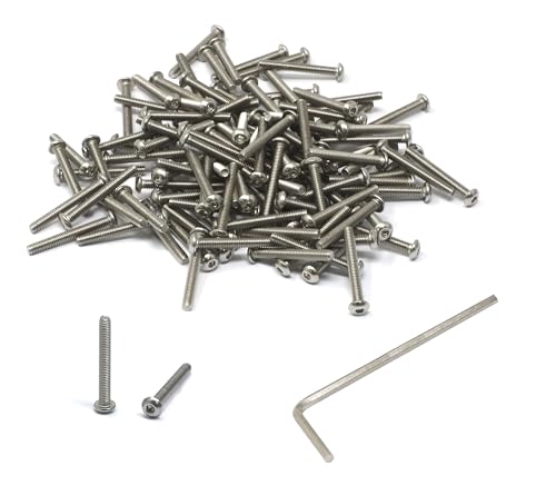 iexcell 100 Pcs M2.5 x 20mm Thread Pitch 0.45 mm Stainless Steel 304 Hex Socket Button Head Cap Screws Bolts Kit - size: M2.5 x 20mm