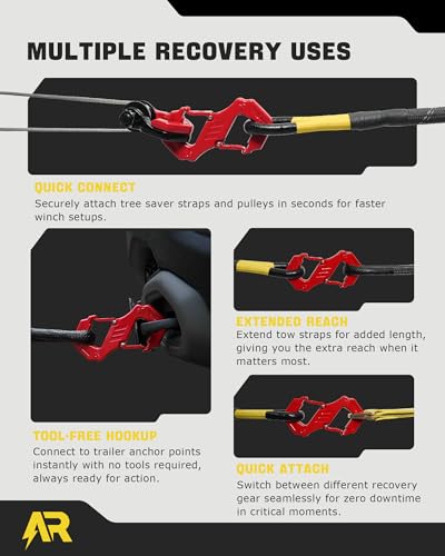 3/8" S Tow Hook, G80 Steel Quick Winch Shackle 33,000Lbs Break Strength, Heavy Duty Off-Road Recovery Connect Hook for SUV, Truck, Trailer & Towing Applications, Red | G80 Steel Heavy Duty Off-Road Recovery Connect Hook for SUV, Truck, Trailer & Towing Ap