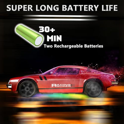RC Drift Car 1:24 Remote Control Car 4WD 15KM/H High Speed Racing Sport Car with LED Lights RC Cars Toy for Kids Boys Girls Adults Gifts Birthday Christmas - color: Red