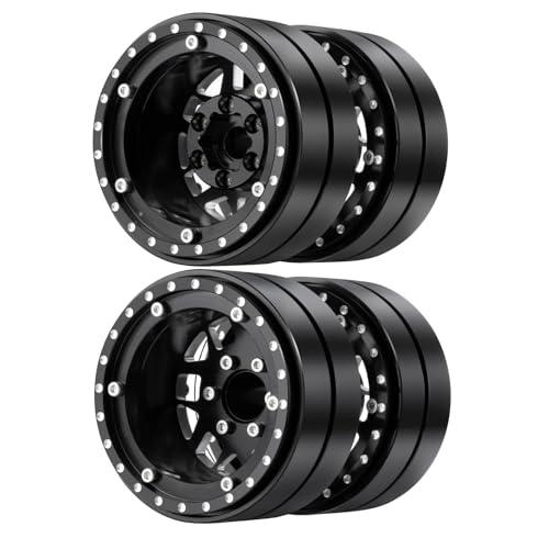 RCHUBAM 1.9" Dually Beadlock Wheel Rims for SCX10 TRX-4 TRX6 G63 6-Wheel | 2PC Aluminum Wheel Hubs,1/10 RC Hauler Crawler Truck Car Upgrade Part - style: 2PCS