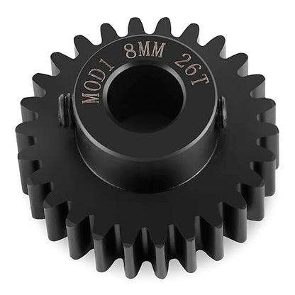 LSG 8mm M1 16T 17T 18T 19T 21T 24T 26T 27T 29T Steel Pinion Gear | for 1/5 X-MAXX RC Model Car Buggy Truck Hardened Steel 8mm Shaft Motor M1 Pitch Gears Upgrade Parts - size: 26T