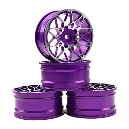 ShareGoo Metal Wheel Rims RC 12mm Hex Hubs 1/10 RC Drift On-Road Racing Touring Wheel Rim Compatible with HSP Tamiya Kyosho RedCat Sakura WLtoys Universal 1/10 RC Scales (Purple) - color: Purple