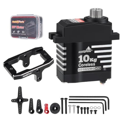 HobbyPark Waterproof for TRX4MT TRX4M Servo 10kg High Torque Steering Servo Coreless Motor with Servo Mount Bracket and Arm Set Metal Gear Digital Servo Motor fit 1/18 Crawler Car Upgrades Parts