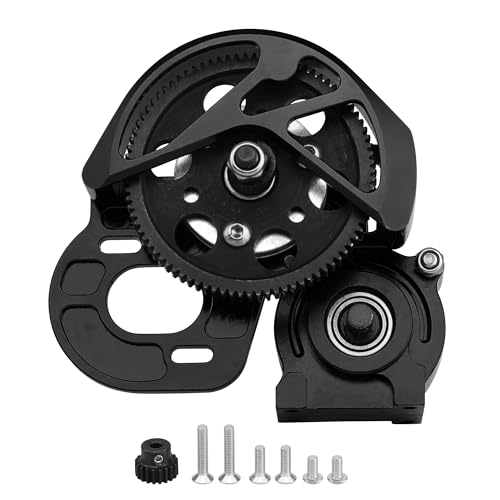 Aluminum Complete Transmission Gearbox for 1/10 Axia SCX10, SCX10 II 90046 90047 RC Crawler Upgrade (Black) - color: Black