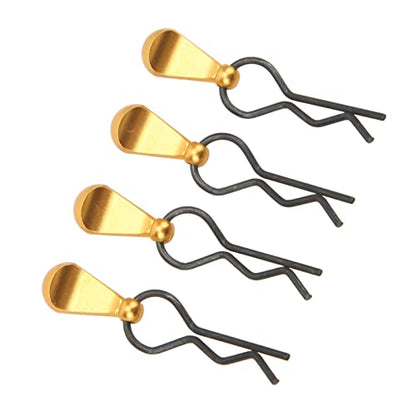 Sturdy Stainless Steel RC Body Clips R Pins with Aluminum Alloy Pull Tabs for 1/8 and 1/10 RC Car Gold 4pcs (#1) - color: #1