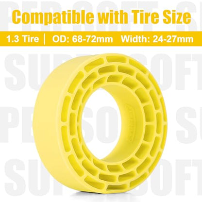 INJORA Silicone Rubber Inserts for 68-72mm 1.3" Tires, Yellow, 1370 - color: Yellow
