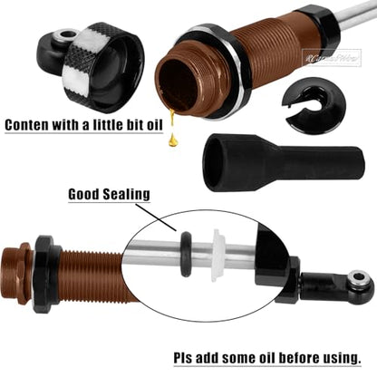 RC Shock Absorber Upgrades Part for 1/10 Jato 4X4 Brushless,Jato 4X4 VXL,Alloy Aluminium Shocks Front Rear,Replace #7462,Bronze - color: Bronze(4pcs)