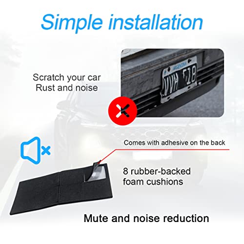 YALOK Anti Theft License Plate Screws Kits- Rustproof Stainless Steel Car Tag Plate Mounting Hardware, M6 (1/4") Tamper Proof Fastener Nut, Caps Cover for Front Rear Frame Holder Mounting（AT-Black/8）