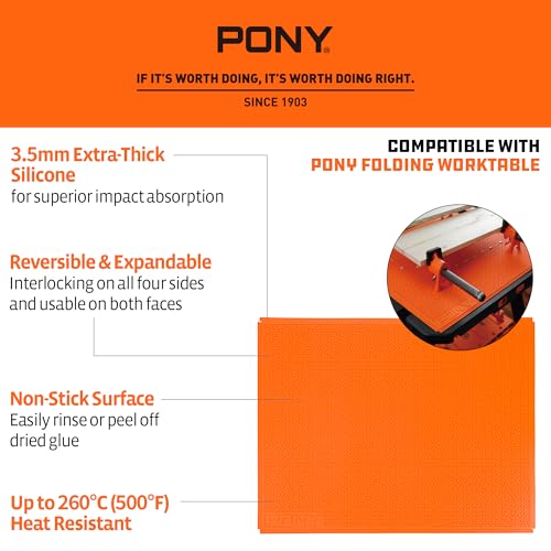 PONY Silicone Mat 28" x 23", Heavy Duty Non-Stick Heat Resistant Pad | Anti-Slip Work Mat for Resin, Epoxy, DIY Crafts, Woodworking, Garage & Workshop. Easy to Clean and Reusable.