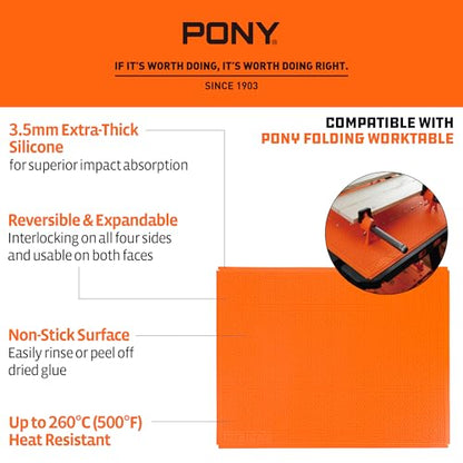 PONY Silicone Mat 28" x 23", Heavy Duty Non-Stick Heat Resistant Pad | Anti-Slip Work Mat for Resin, Epoxy, DIY Crafts, Woodworking, Garage & Workshop. Easy to Clean and Reusable.