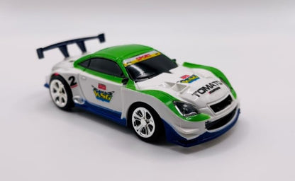 Mini RC 1:58 Scale Small Pocket Portable Micro Racing Car Can Miniature Coke Can Upgraded 2.4G Wireless Radio Remote Control for Multi-Users (Qty. 1 = 1 Can) (Green-White) - color: Green-white