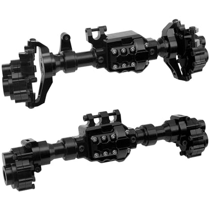 ShareGoo Aluminum Alloy Front & Rear Portal Axle Housing Set Compatible with Traxxas TRX4 Defender Bronco 1/10 RC Crawler Car Upgrades Part (Black) - color: Black