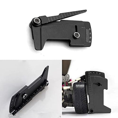 kingsea Aluminum RC Car Ruler Camber & Ride Height Gauge Adjustable Ruler Compatible with 1/8 1/10 HSP HPI Accessory (Black)